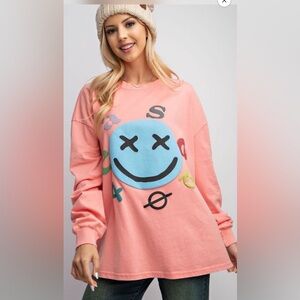 67. NWT Easel long sleeve tee with Blue Smiley.